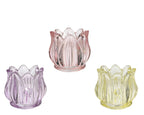 Coloured glass tulip head tealight holder