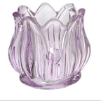 Coloured glass tulip head tealight holder