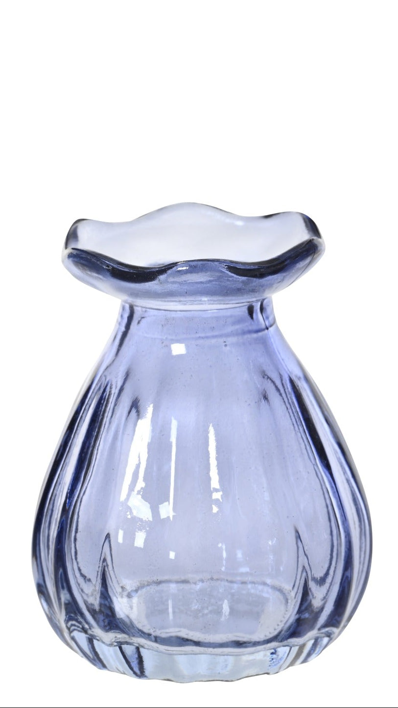 Ribbed glass bud vase with flute top