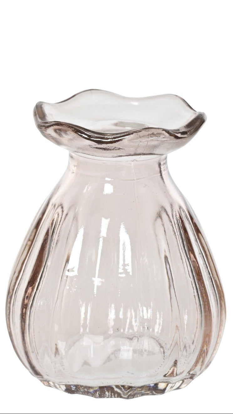 Ribbed glass bud vase with flute top