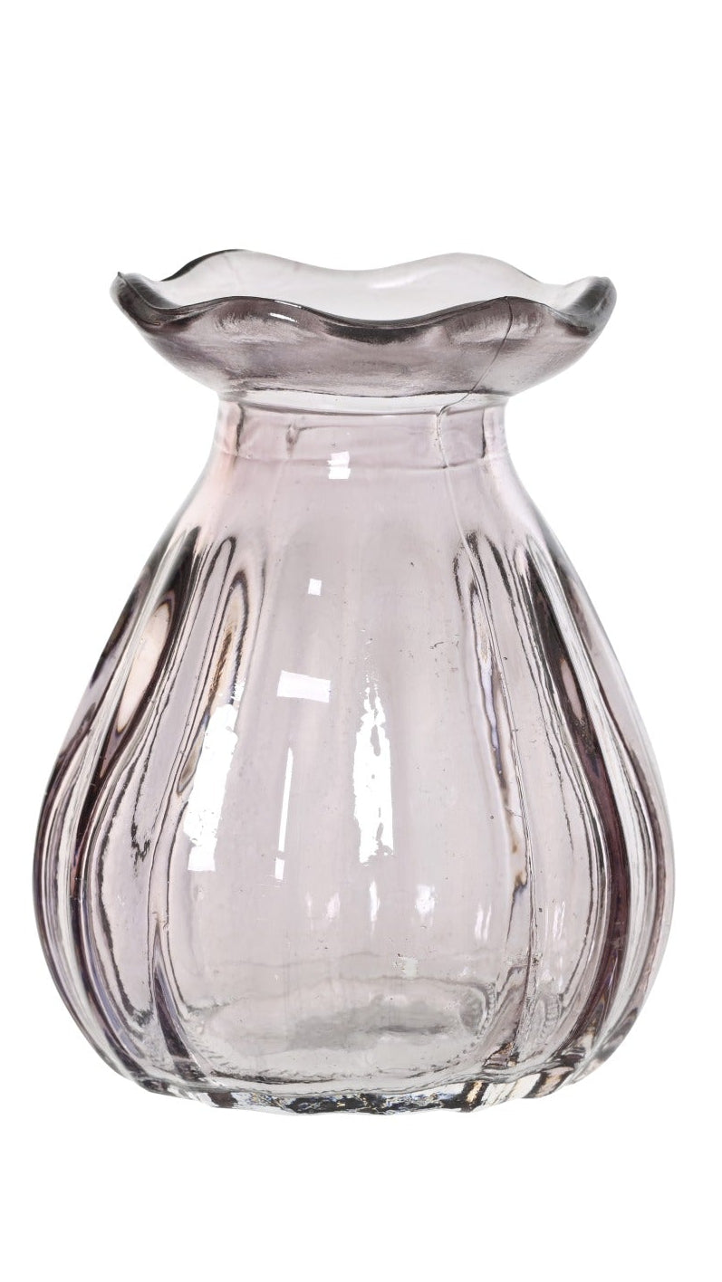 Ribbed glass bud vase with flute top
