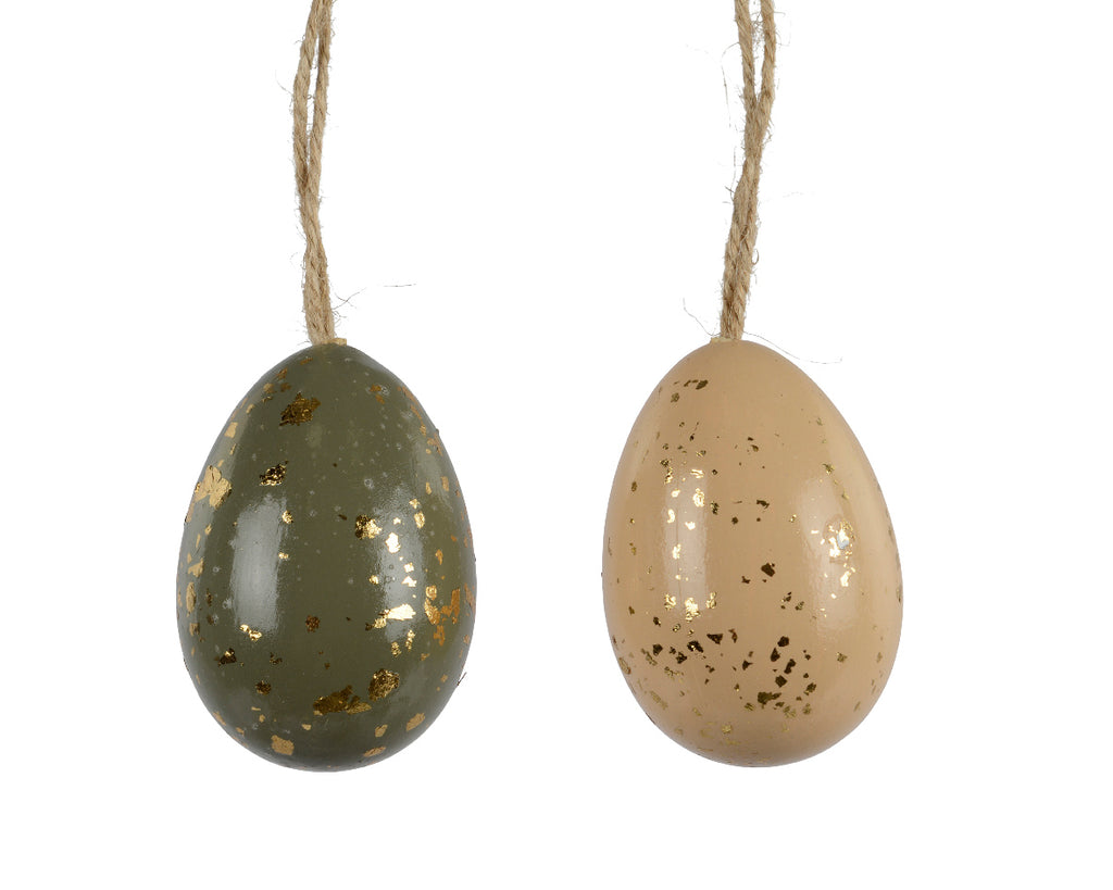 Gold speckled egg hanging decs