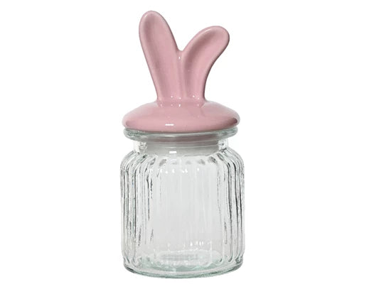 Pink bunny ears storage jar