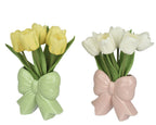 Tulip bouquet in bow vase
