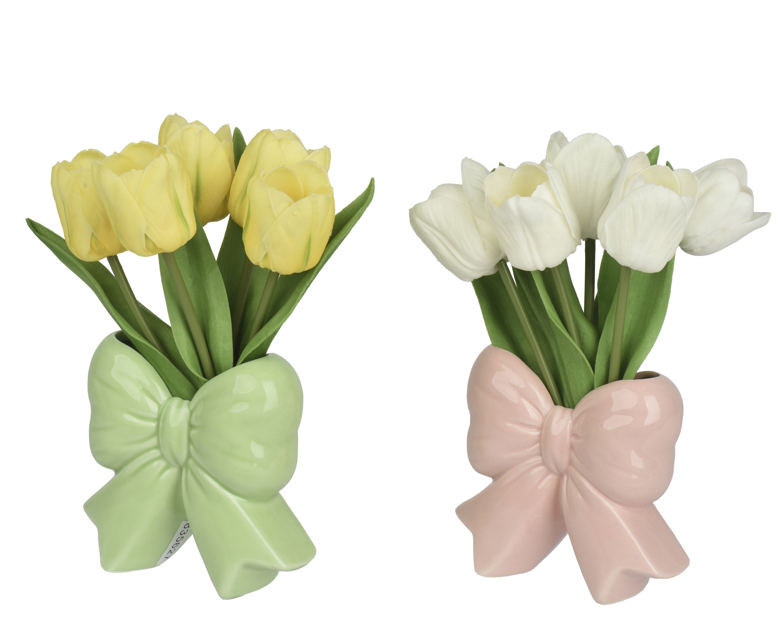 Tulip bouquet in bow vase