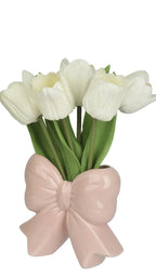 Tulip bouquet in bow vase