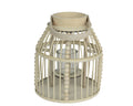 Beaded natural wood lantern