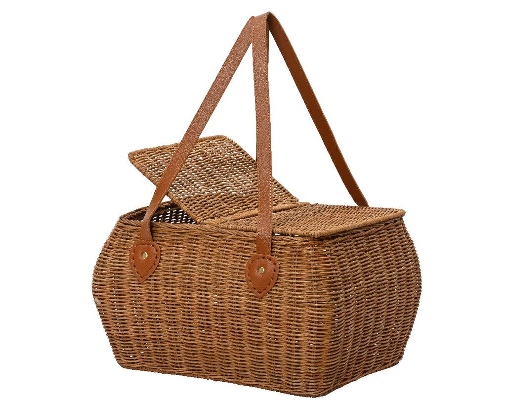Handled rattan basket