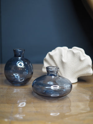 Mini Clear Blue Glass Bud Vase, 3as