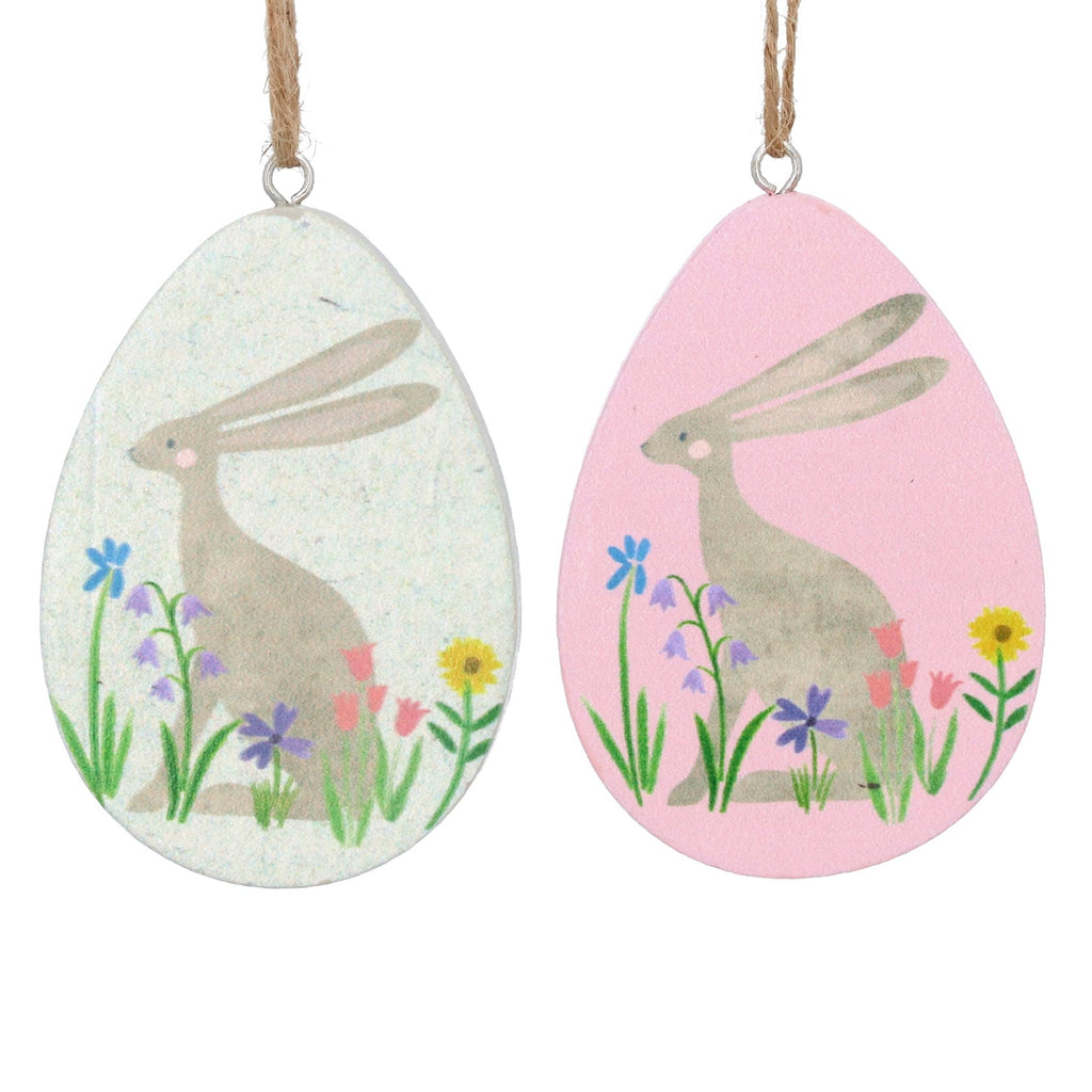 Meadow with hare wooden egg dec