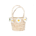 Straw basket with daisy trim