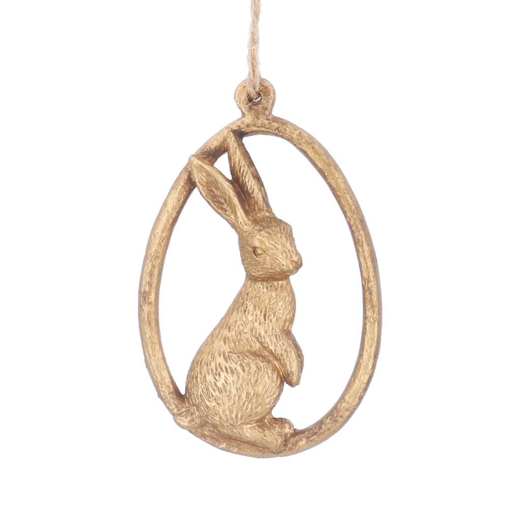 Gold Resin Bunny in Egg Loop Dec