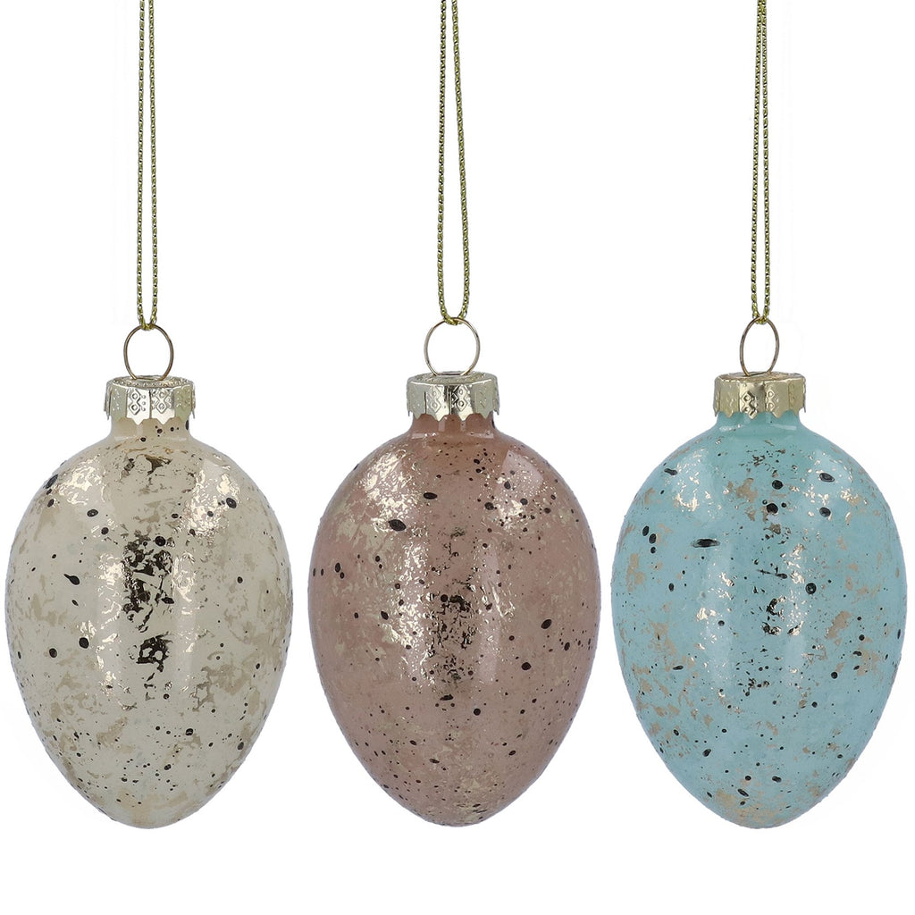 Gold speckled egg hanging decorations