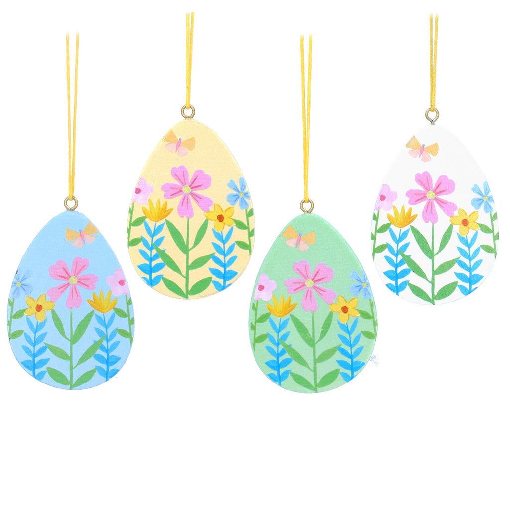 Pastel floral print wooden disc eggs (4 Styles)