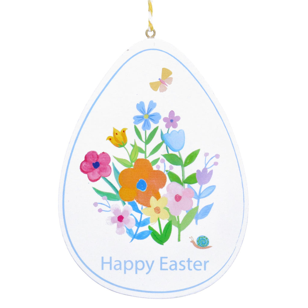 Happy Easter egg shaped hanging dec