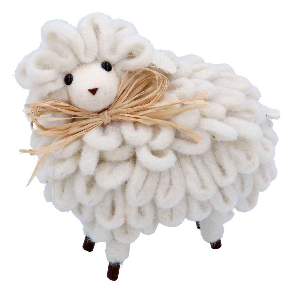 Wool sheep with raffia bow