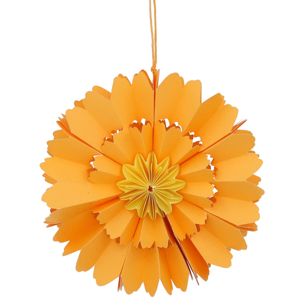 Orange multi-petal paper flower hanging dec