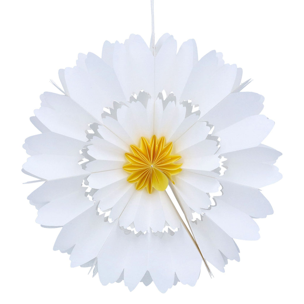 White multi-petal paper flower hanging dec (Large)