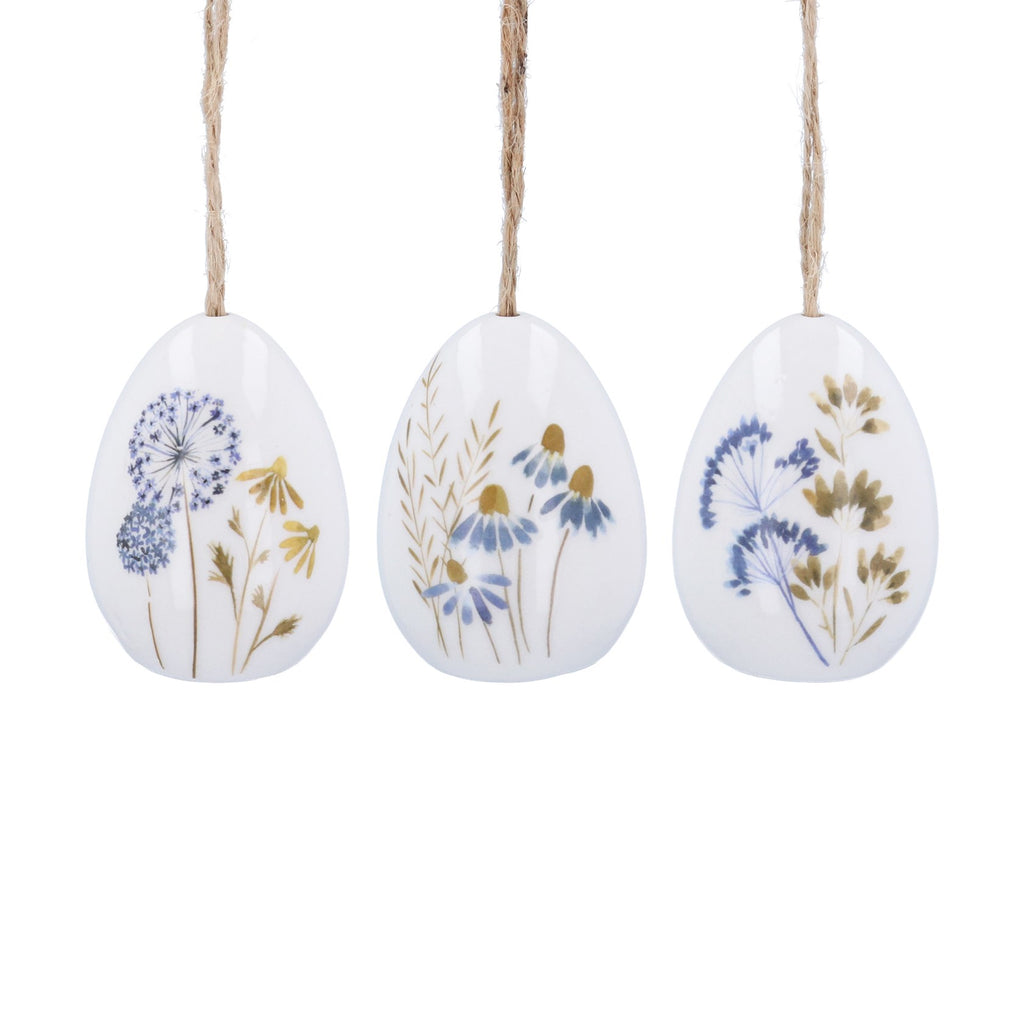 Blue meadow ceramic egg hanging decs (3 Styles)