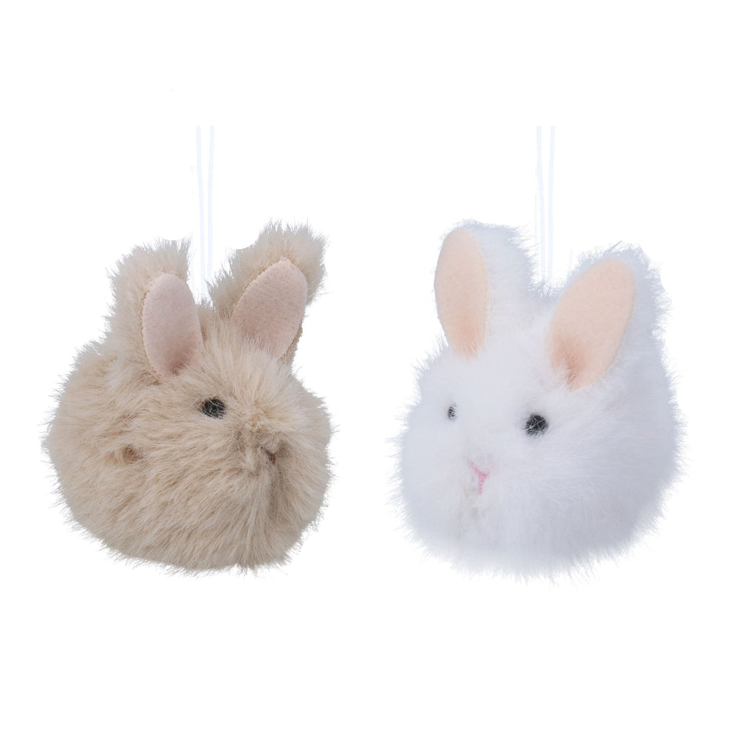 Natural/white fluffy bunny hanging dec