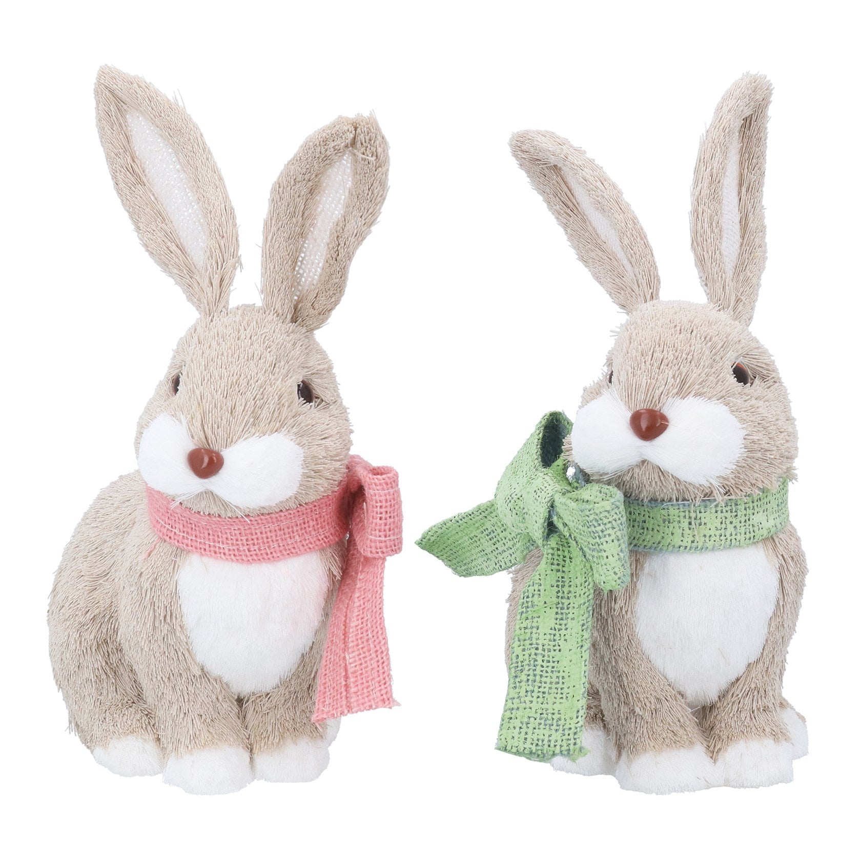 Sitting Bristle Bunny with Pink/Green Bow