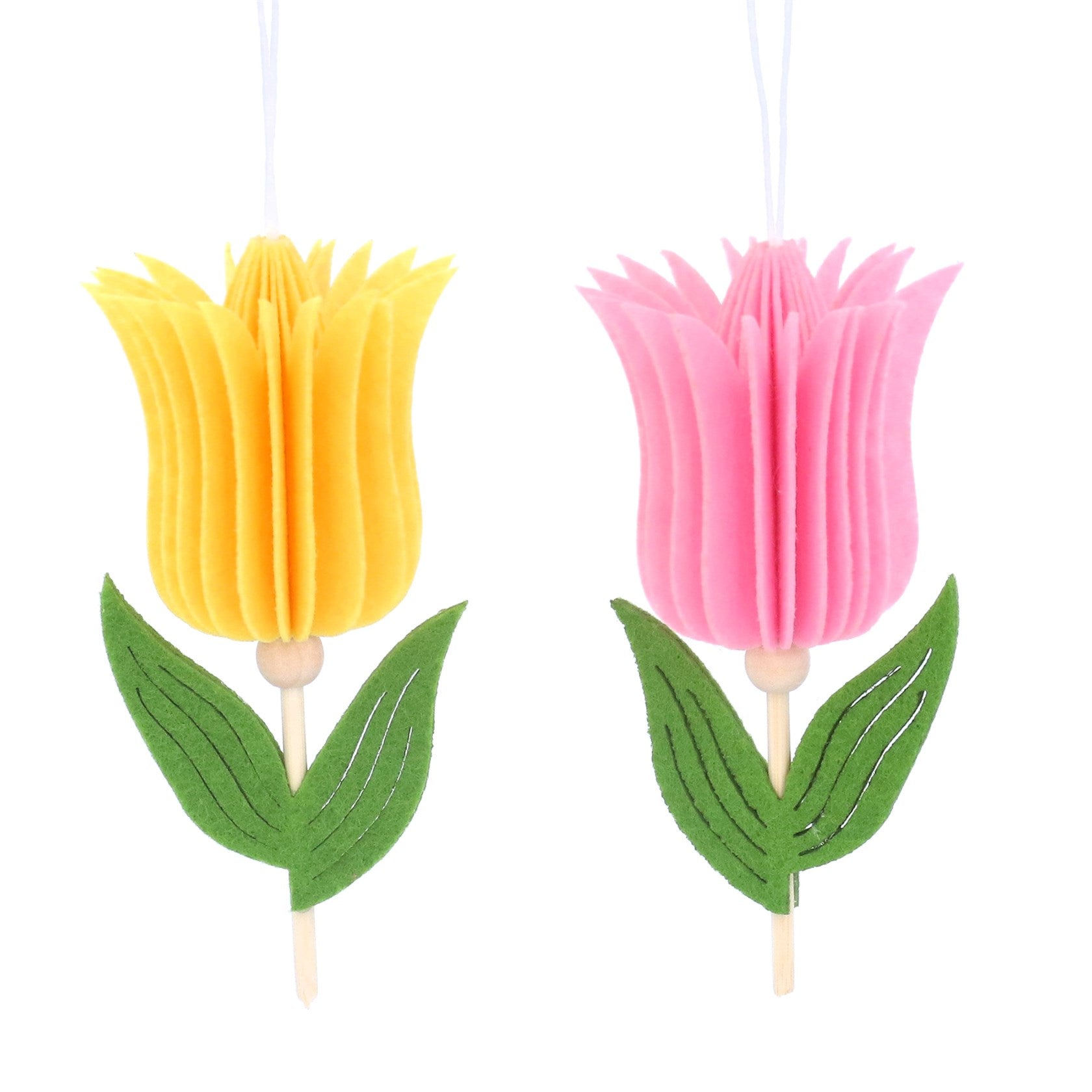 Yellow/Pink Felt 3D Tulip Dec
