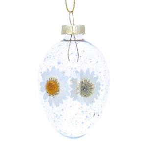 Pressed Daisies Glass Egg