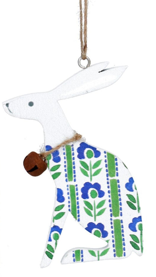 Country flowers wooden hanging bunny