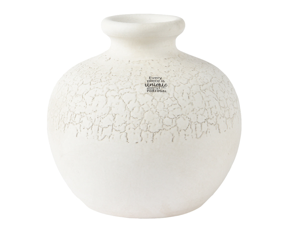 White rustic terracotta vase (19cmH)