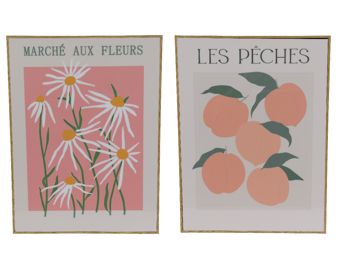 Pink toned French-style framed prints