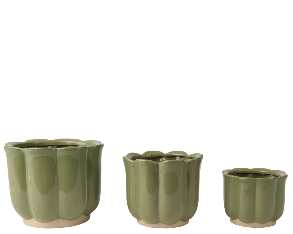 Green tulip shaped planter