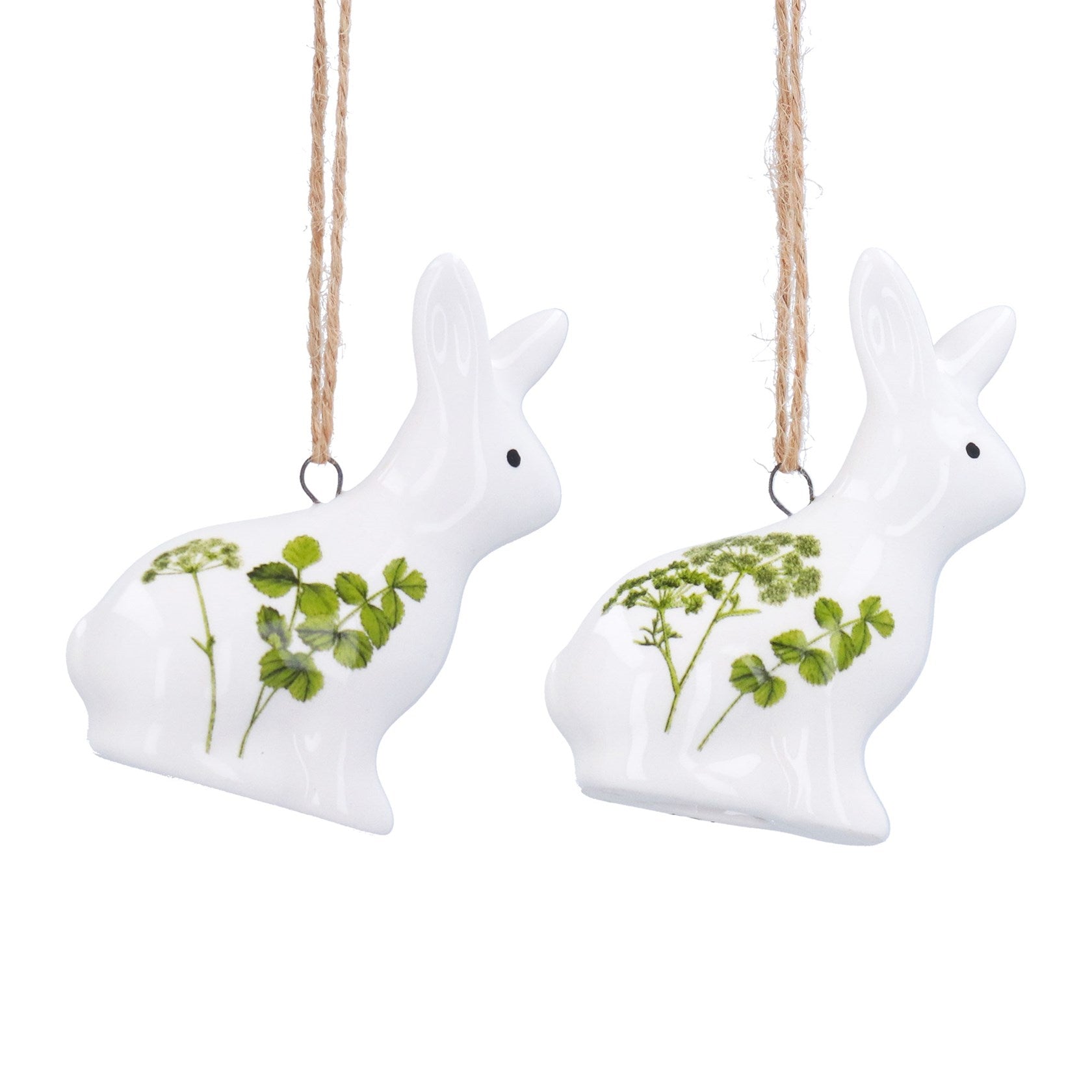 Spring Hedgerow ceramic bunny hanging decoration