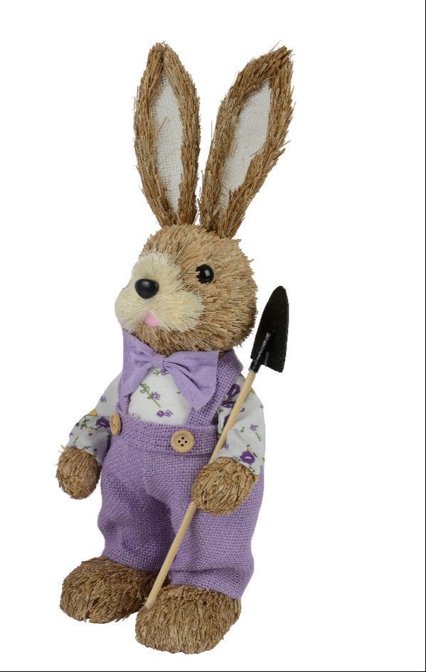 Lilac grass bunnies with basket or spade