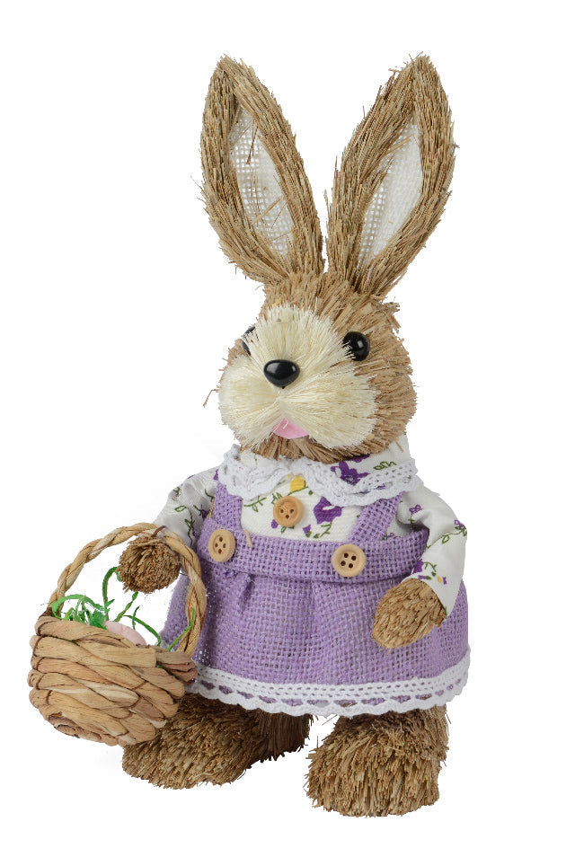 Lilac grass bunnies with basket or carrot