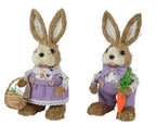 Lilac grass bunnies with basket or carrot