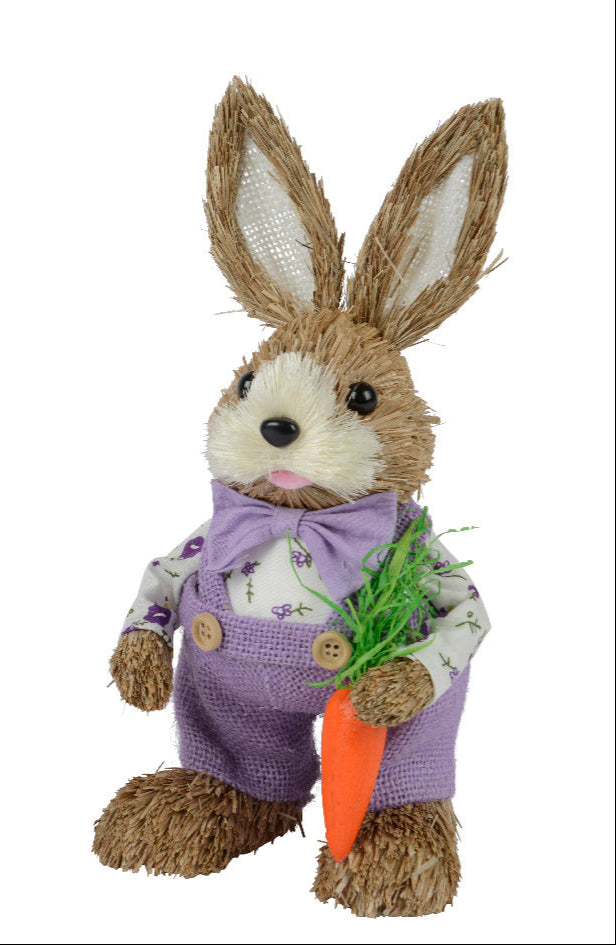 Lilac grass bunnies with basket or carrot