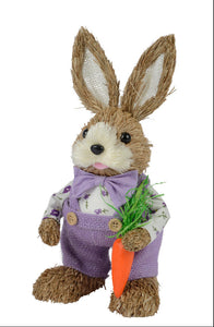 Lilac grass bunnies with basket or carrot