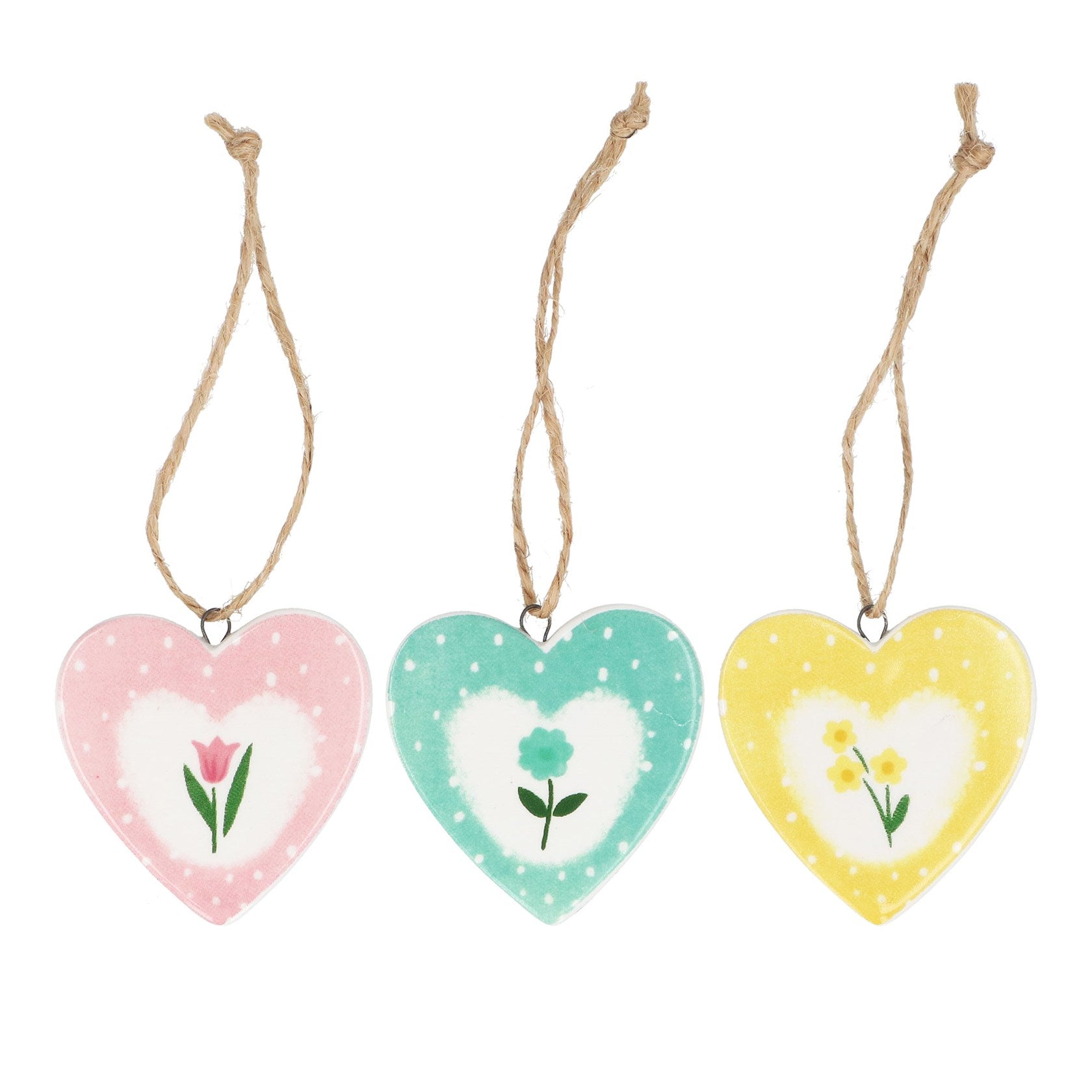 Pastel flower ceramic hearts
