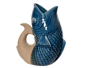 Porcelain blue and sand fish vase with glaze finish