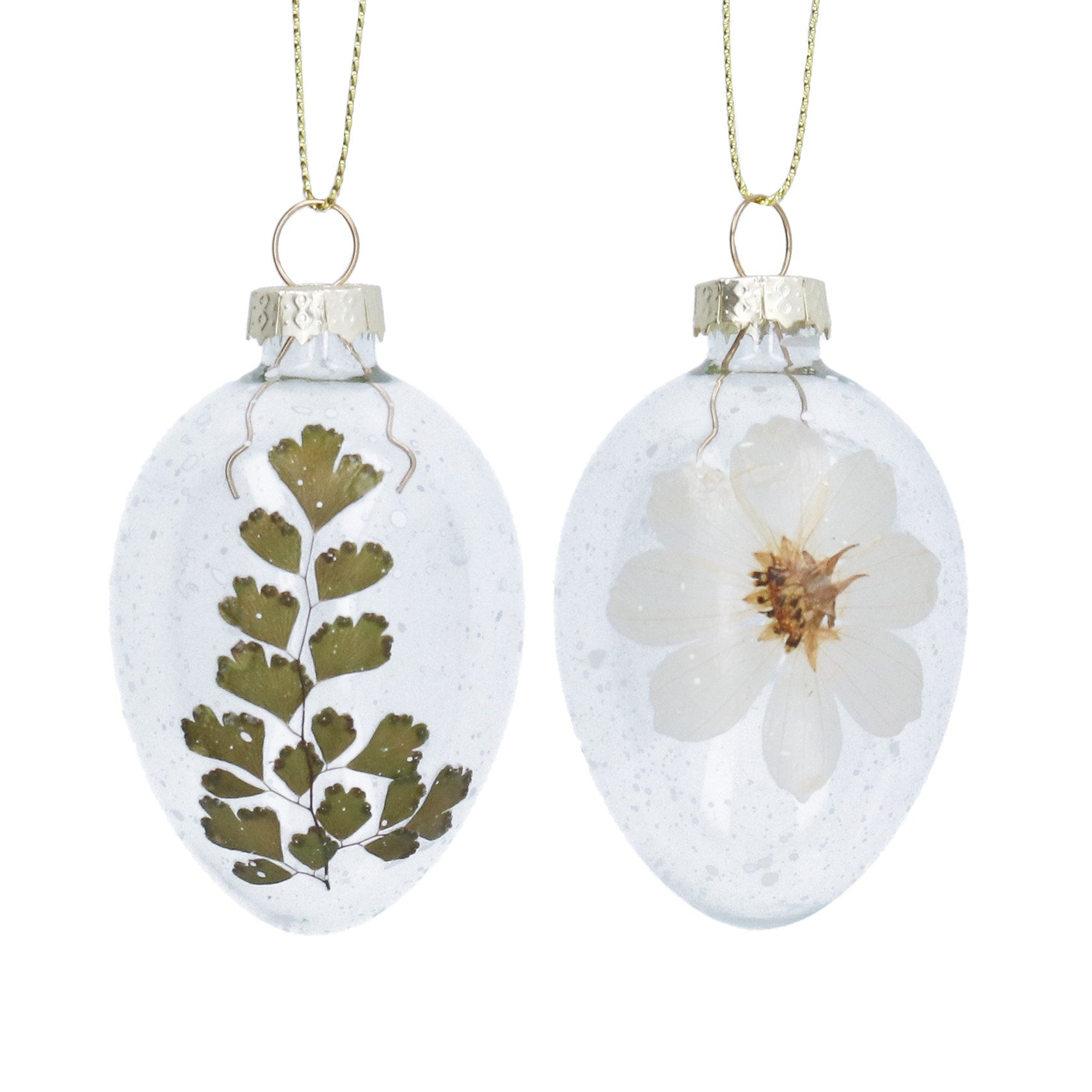 Clear glass egg dec - Pressed flowers