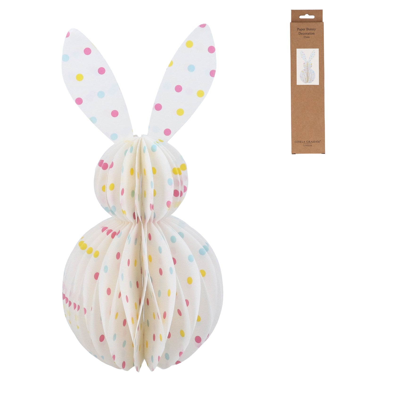Paper honeycomb white polka dot bunny