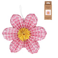 Pink gingham paper flower hanging dec