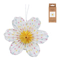 White polka dots paper flower hanging dec