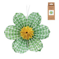 Green gingham paper flower hanging dec