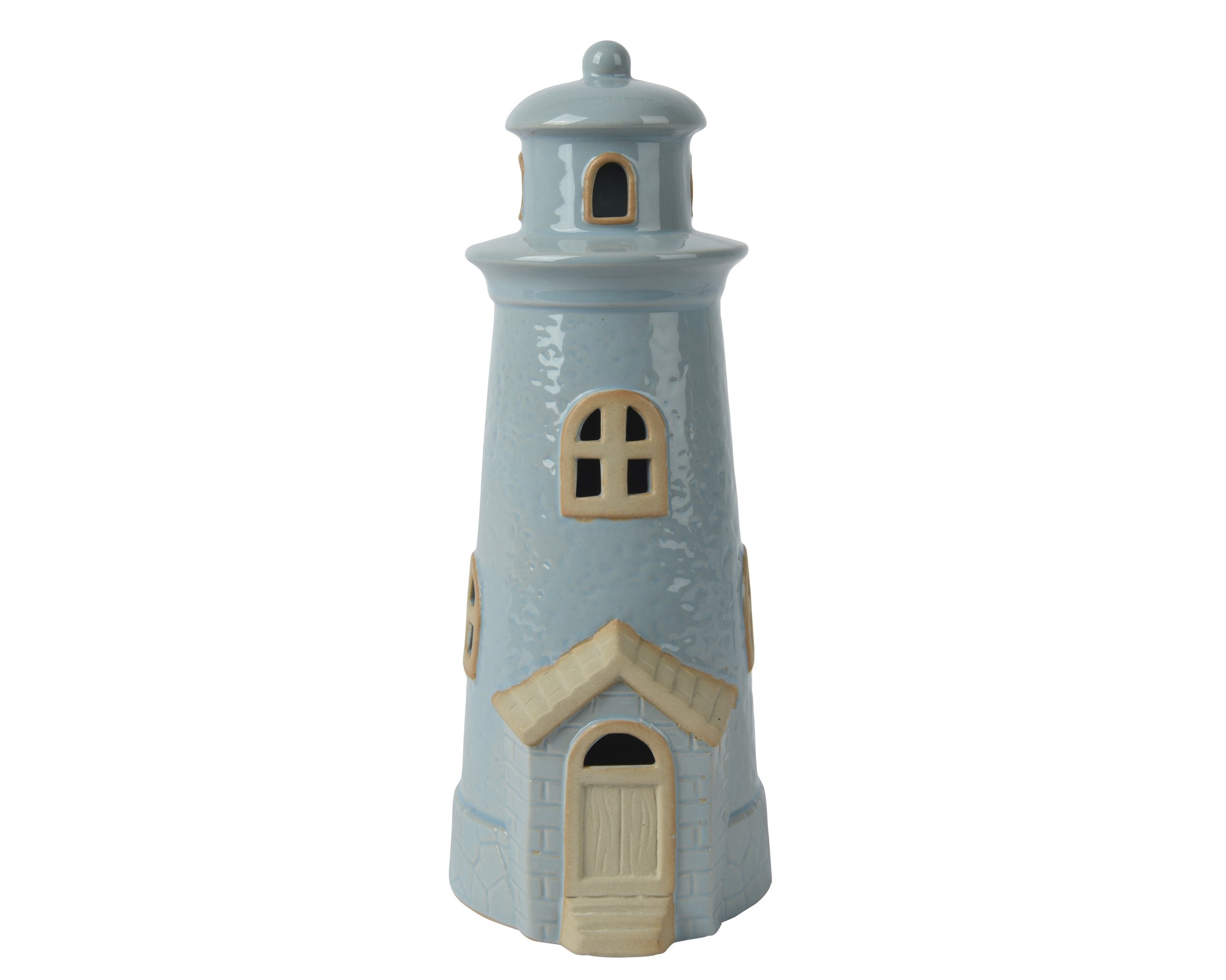 Light blue porcelain lighthouse