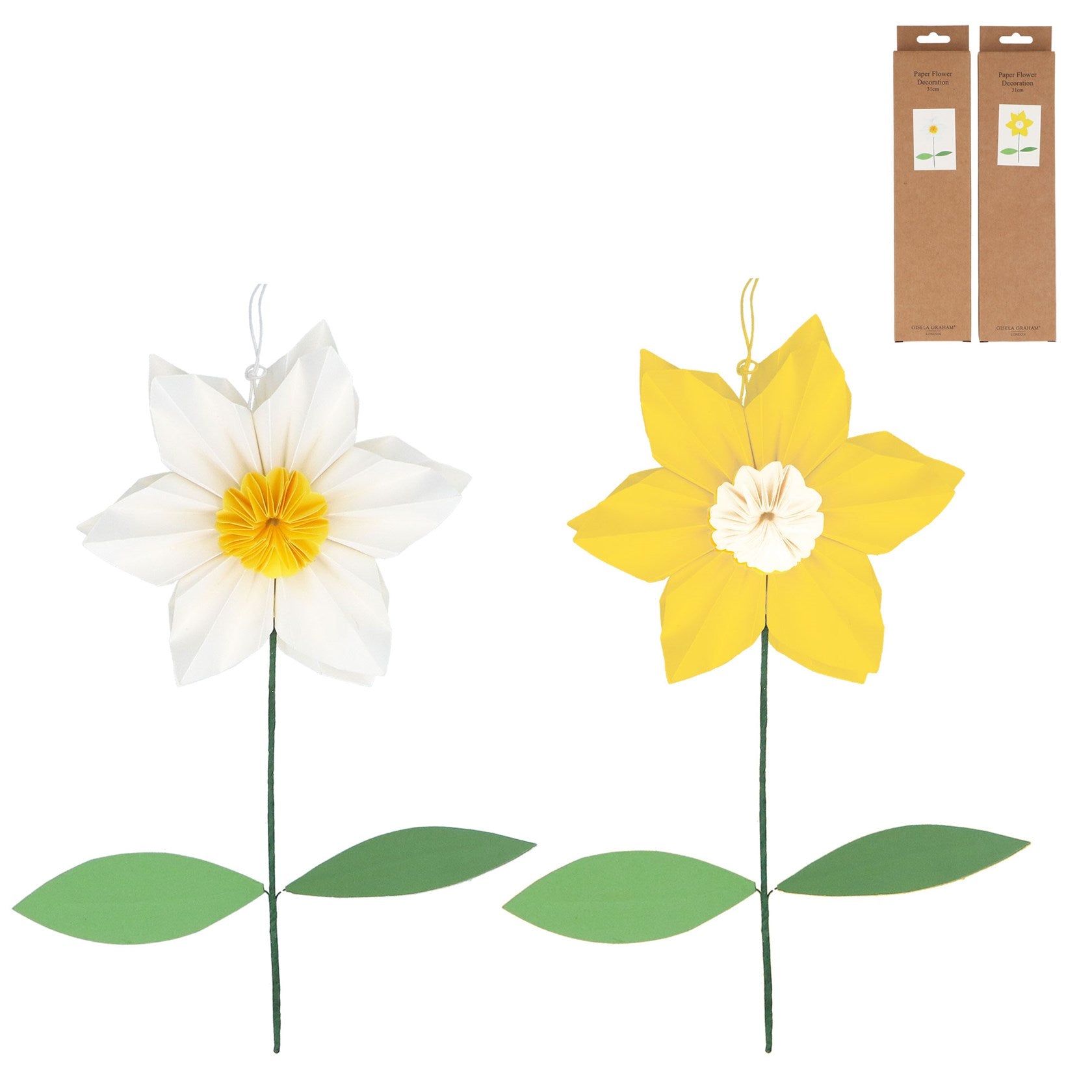 Paper flower with stem 31cm - (Daffodil)
