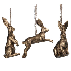 Antique Gold Resin Hare Dec