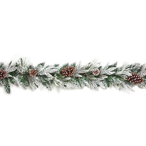 1.8m Flocked garland with cones
