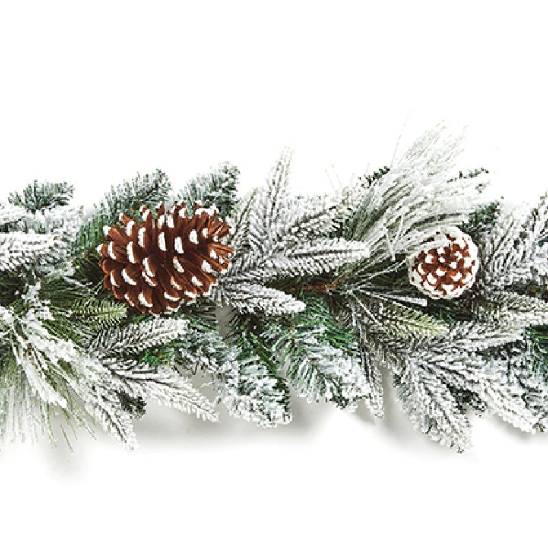 1.8m Flocked garland with cones