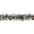 2.7m Flocked garland with berries and cones